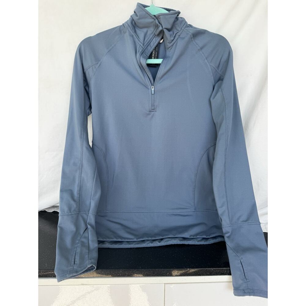 Mondetta Ladies’ Performance Luxury Active ¼ Zip Long Sleeve Top Small Blue Gray